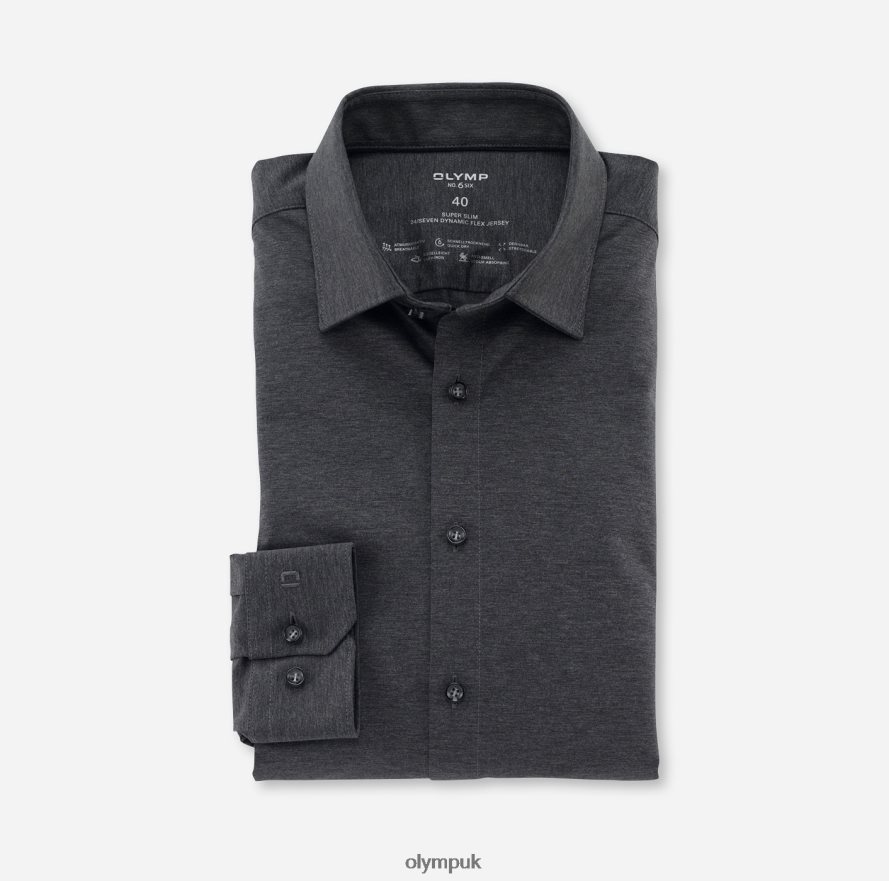 Clothing OLYMP No. Six 24/Seven Super Slim, Business Shirt, Urban Kent, Anthracite NZ22L66