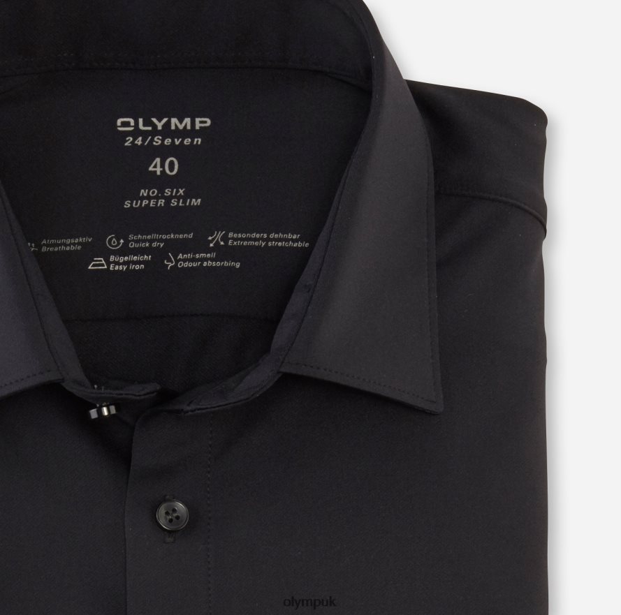 Clothing OLYMP No. Six 24/Seven Super Slim, Business Shirt, Urban Kent, Black NZ22L40