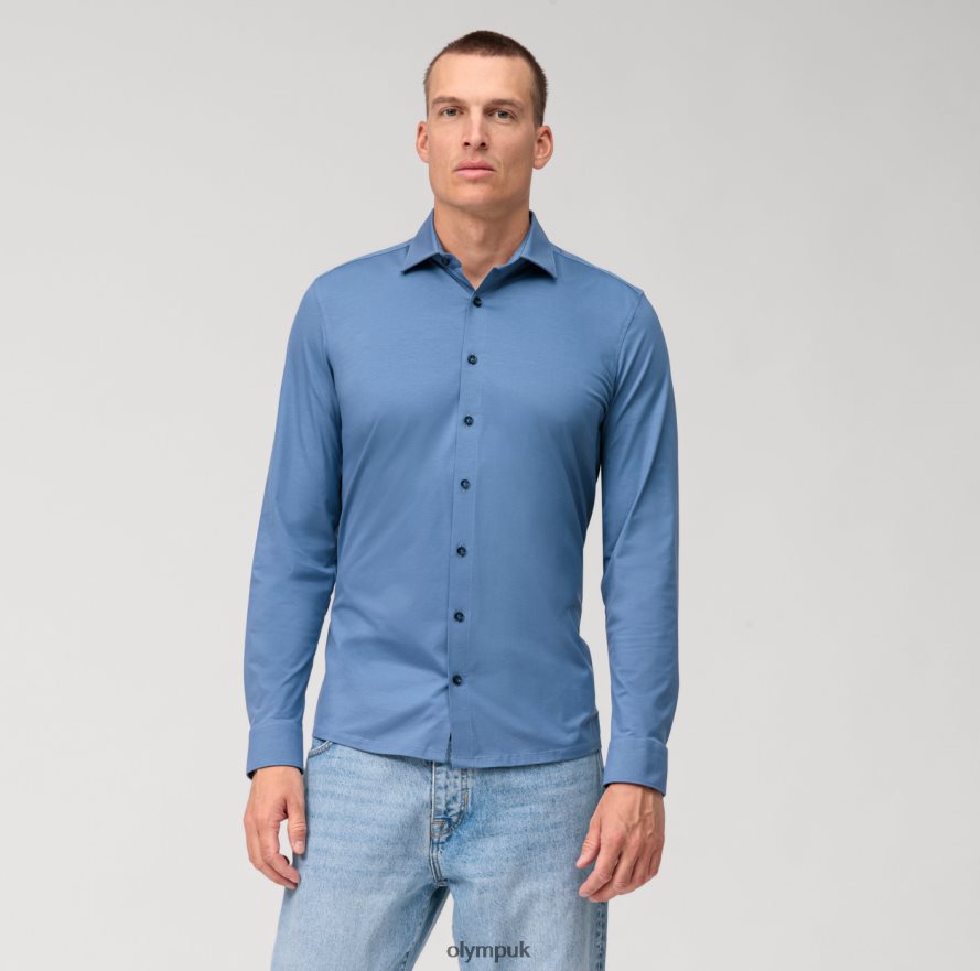 Clothing OLYMP No. Six 24/Seven Super Slim, Business Shirt, Urban Kent, Nuremberg Blue NZ22L43