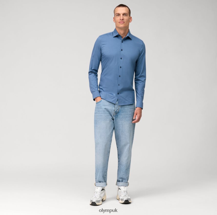 Clothing OLYMP No. Six 24/Seven Super Slim, Business Shirt, Urban Kent, Nuremberg Blue NZ22L43