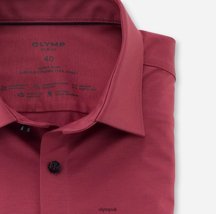 Clothing OLYMP No. Six 24/Seven Super Slim, Business Shirt, Urban Kent, Rosewood NZ22L167