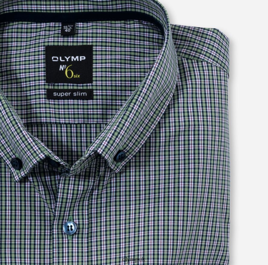 Clothing OLYMP No. Six Super Slim, Business Shirt, Long Sleeve Extra Long, Button-Down, Green NZ22L332