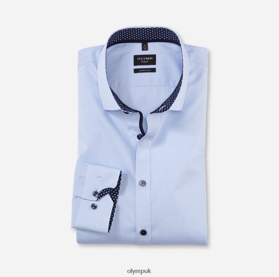 Clothing OLYMP No. Six Super Slim, Business Shirt, Long Sleeve Extra Long, Modern Kent, Bleu NZ22L292