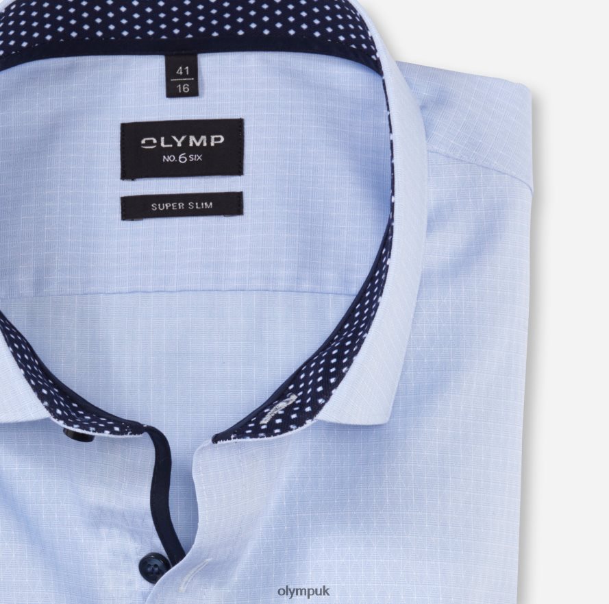 Clothing OLYMP No. Six Super Slim, Business Shirt, Long Sleeve Extra Long, Modern Kent, Bleu NZ22L292