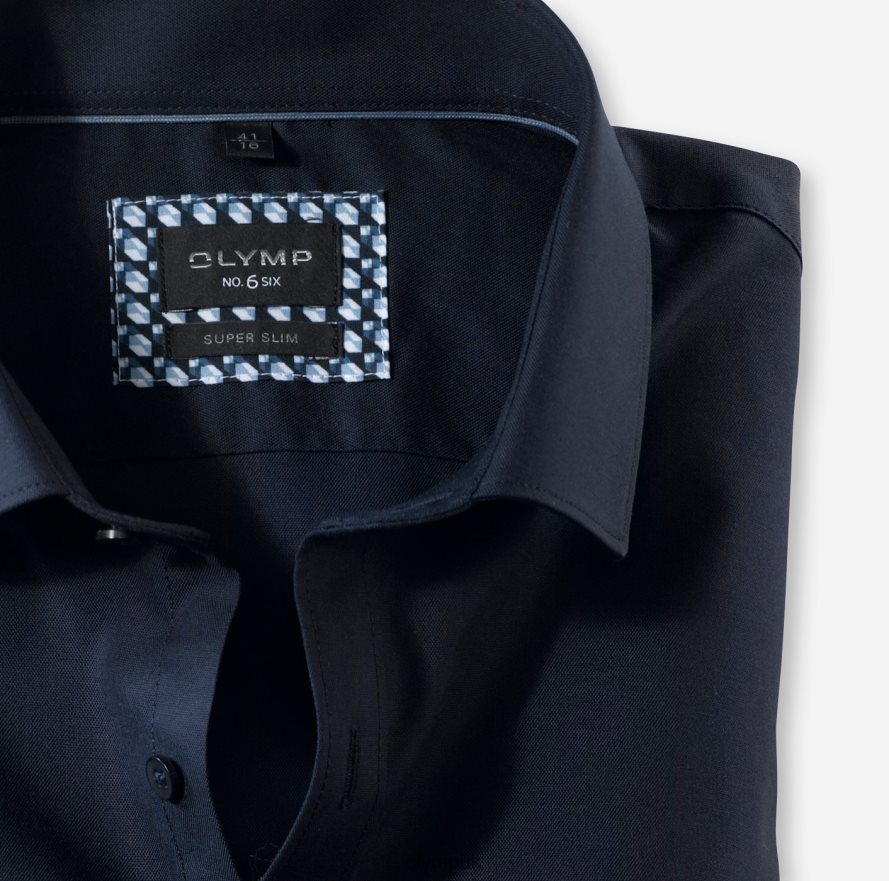 Clothing OLYMP No. Six Super Slim, Business Shirt, Long Sleeve Extra Long, Modern Kent, Midnight Blue NZ22L314