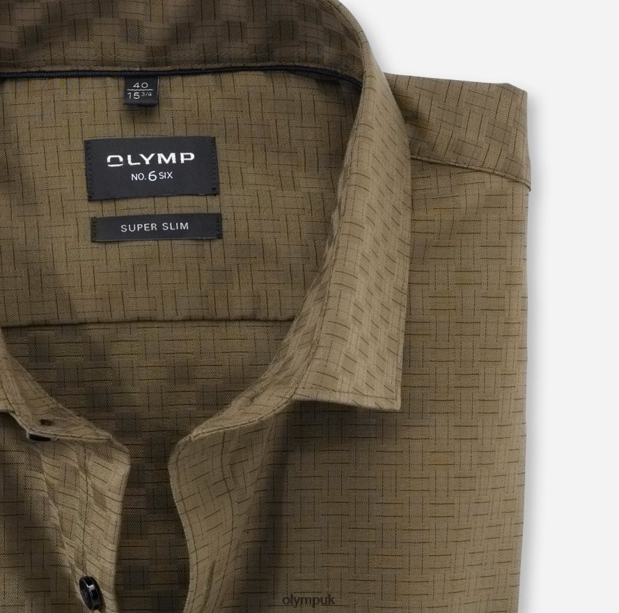 Clothing OLYMP No. Six Super Slim, Business Shirt, Long Sleeve Extra Long, Modern Kent, Olive NZ22L310