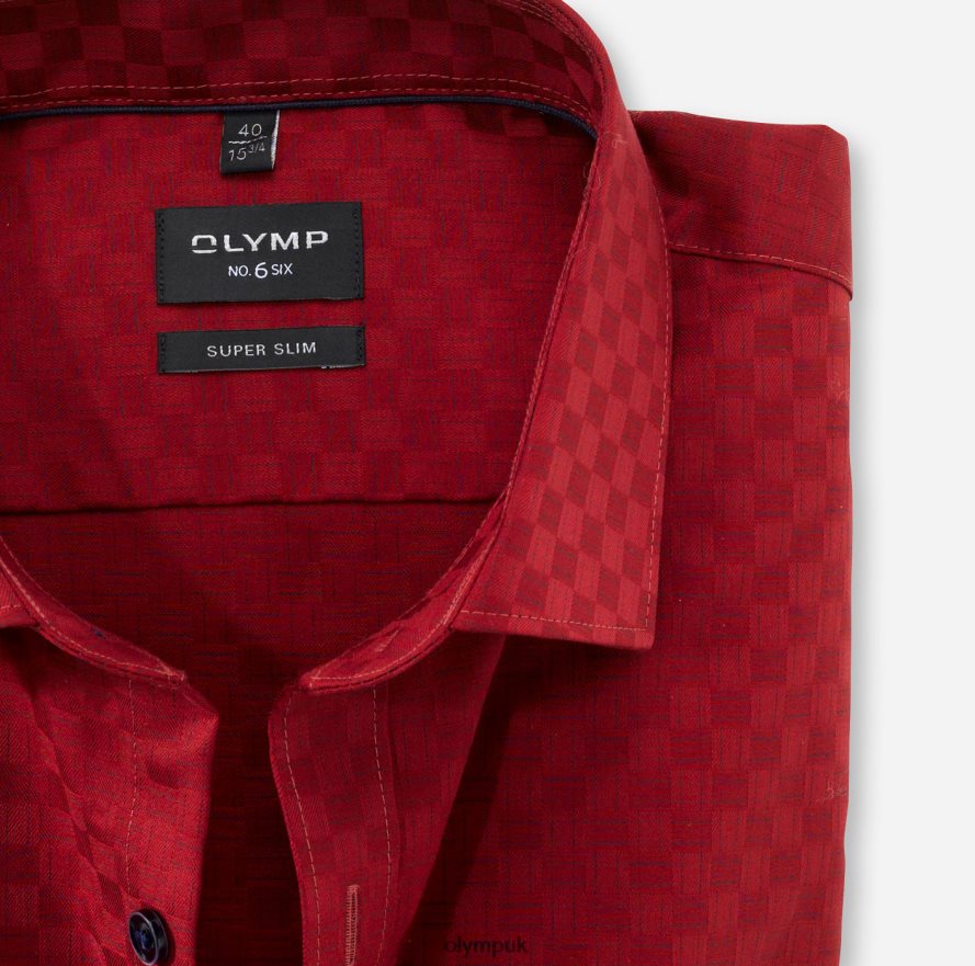 Clothing OLYMP No. Six Super Slim, Business Shirt, Long Sleeve Extra Long, Modern Kent, Red NZ22L329