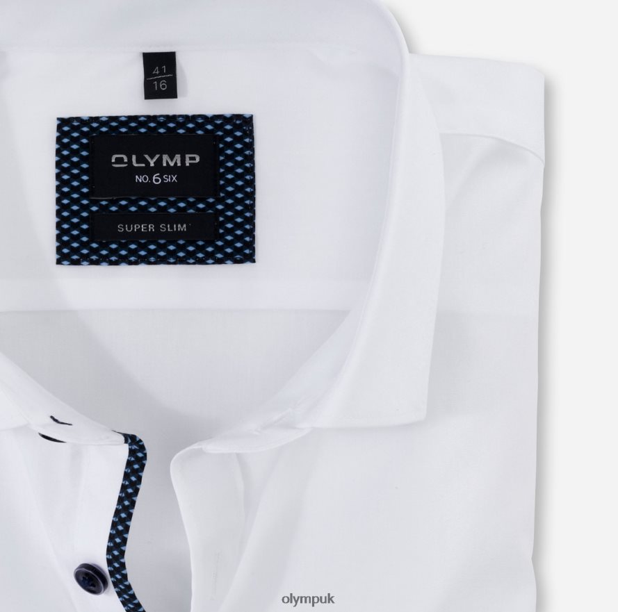 Clothing OLYMP No. Six Super Slim, Business Shirt, Long Sleeve Extra Long, Modern Kent, White NZ22L334