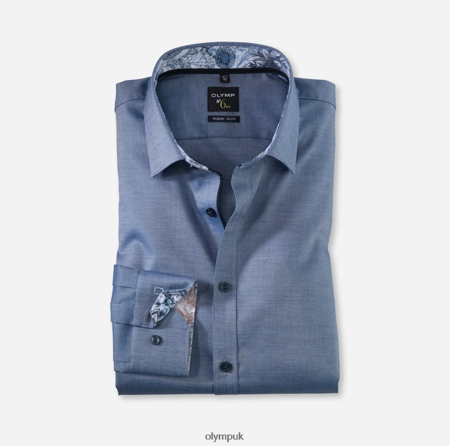 Clothing OLYMP No. Six Super Slim, Business Shirt, Long Sleeve Extra Long, Urban Kent, Marine NZ22L341