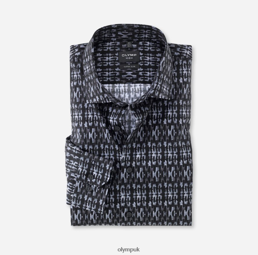 Clothing OLYMP No. Six Super Slim, Business Shirt, Modern Kent, Black NZ22L132