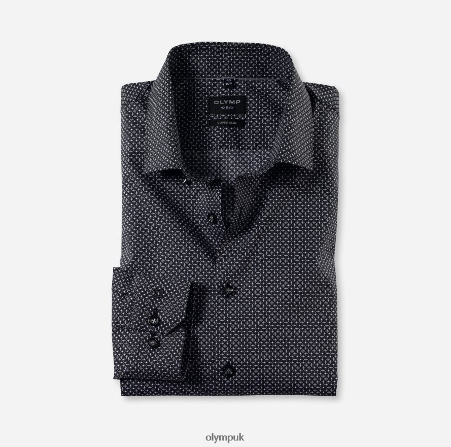 Clothing OLYMP No. Six Super Slim, Business Shirt, Modern Kent, Black NZ22L187