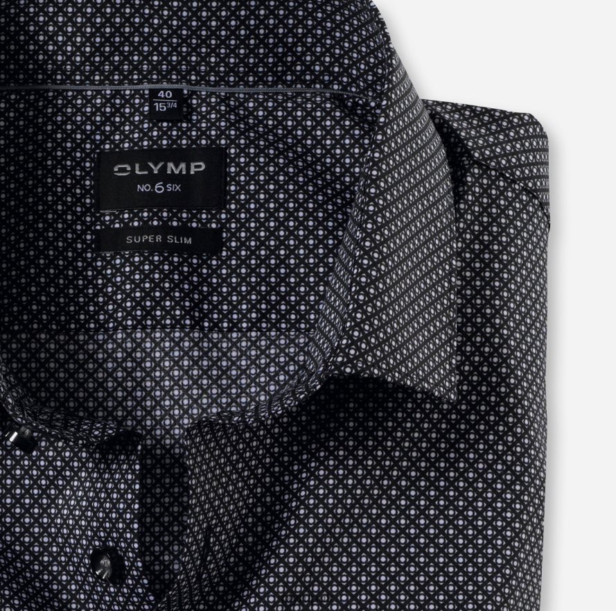 Clothing OLYMP No. Six Super Slim, Business Shirt, Modern Kent, Black NZ22L187