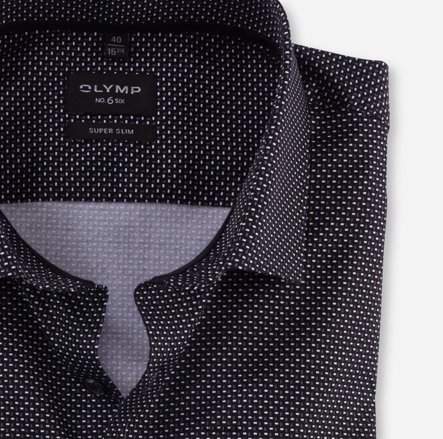 Clothing OLYMP No. Six Super Slim, Business Shirt, Modern Kent, Black NZ22L84