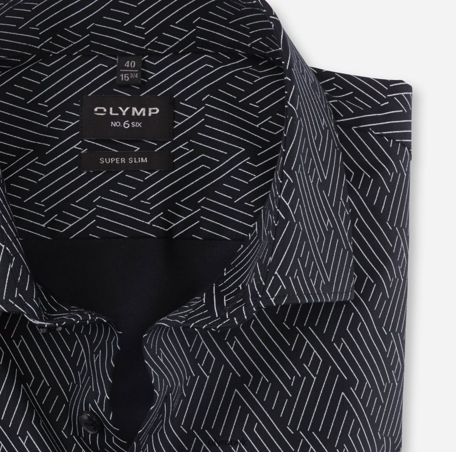 Clothing OLYMP No. Six Super Slim, Business Shirt, Modern Kent, Black NZ22L99