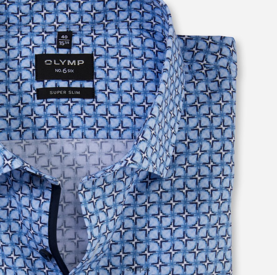 Clothing OLYMP No. Six Super Slim, Business Shirt, Modern Kent, Bleu NZ22L15