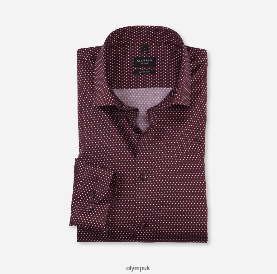 Clothing OLYMP No. Six Super Slim, Business Shirt, Modern Kent, Dark Red NZ22L72