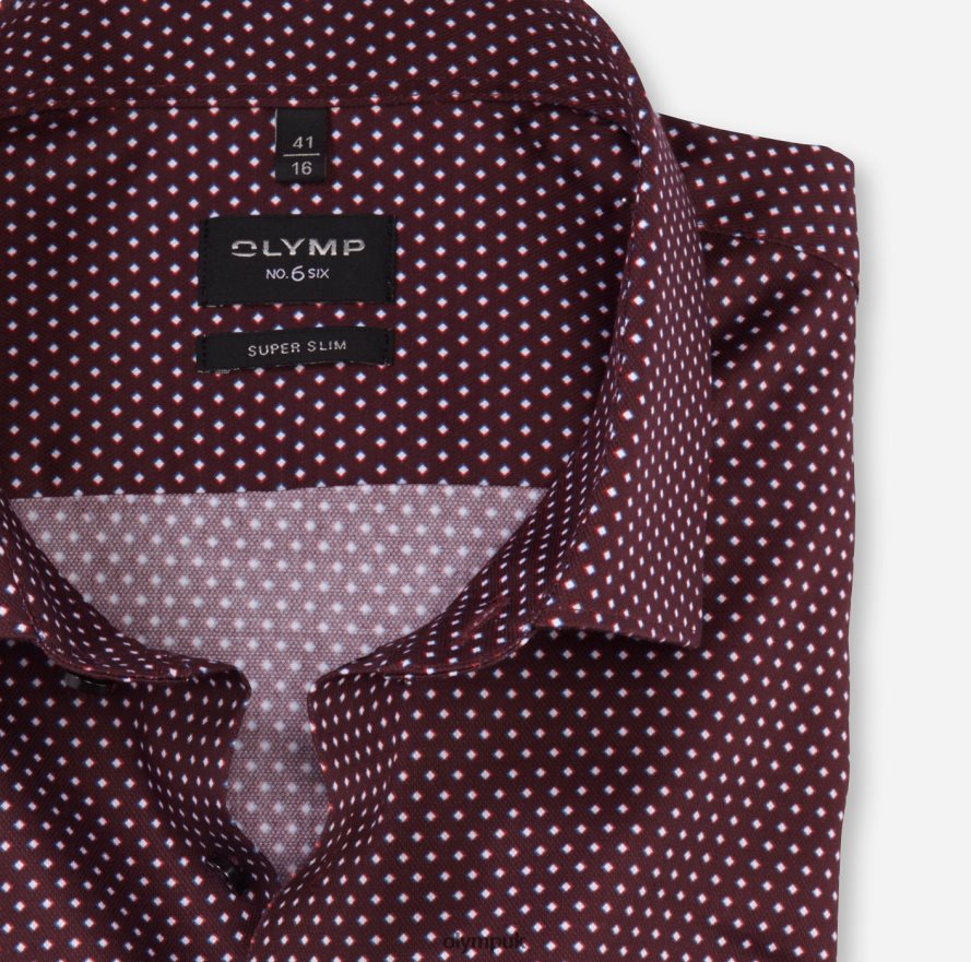 Clothing OLYMP No. Six Super Slim, Business Shirt, Modern Kent, Dark Red NZ22L72