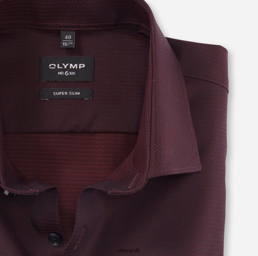 Clothing OLYMP No. Six Super Slim, Business Shirt, Modern Kent, Dark Red NZ22L83