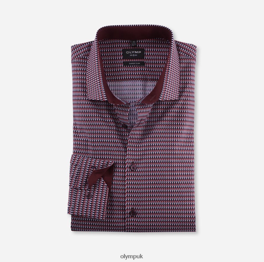 Clothing OLYMP No. Six Super Slim, Business Shirt, Modern Kent, Dark Red NZ22L87