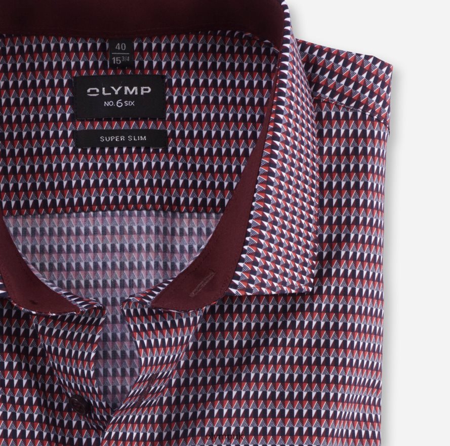 Clothing OLYMP No. Six Super Slim, Business Shirt, Modern Kent, Dark Red NZ22L87