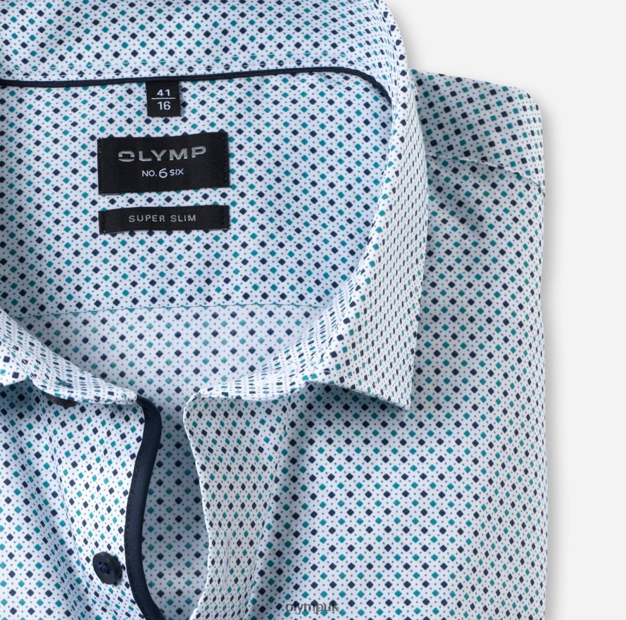 Clothing OLYMP No. Six Super Slim, Business Shirt, Modern Kent, Emerald NZ22L190