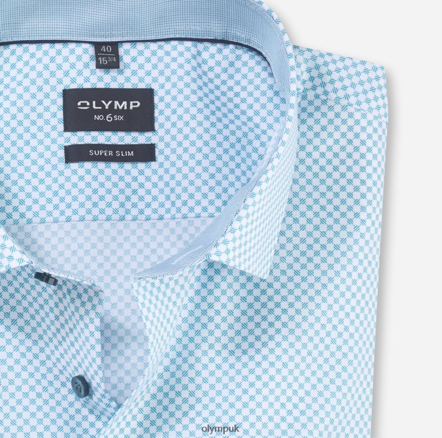 Clothing OLYMP No. Six Super Slim, Business Shirt, Modern Kent, Emerald NZ22L215