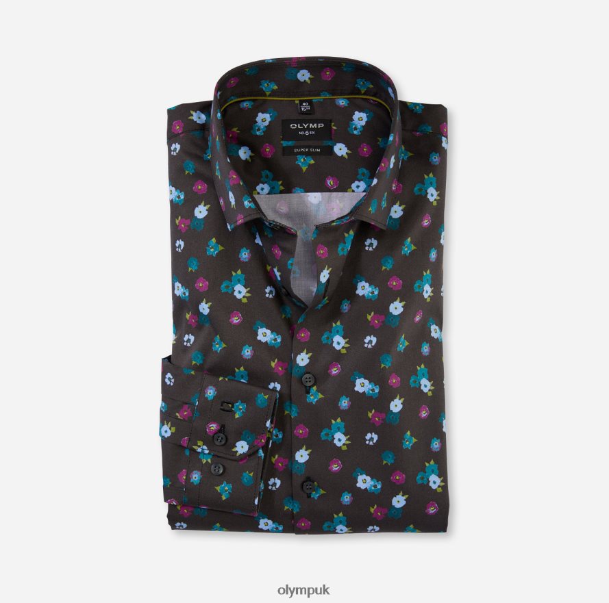 Clothing OLYMP No. Six Super Slim, Business Shirt, Modern Kent, Emerald NZ22L31