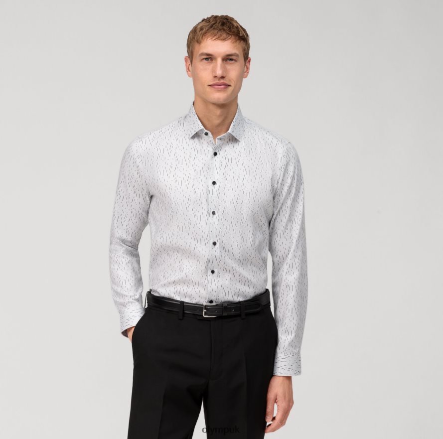 Clothing OLYMP No. Six Super Slim, Business Shirt, Modern Kent, Light Grey NZ22L148