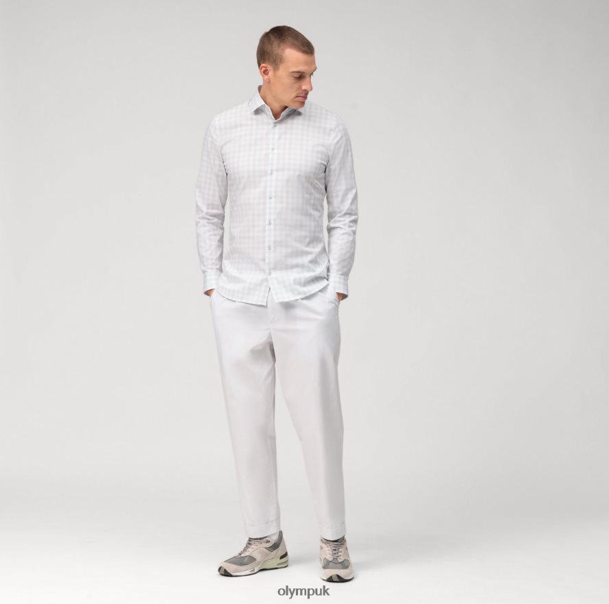 Clothing OLYMP No. Six Super Slim, Business Shirt, Modern Kent, Light Grey NZ22L95