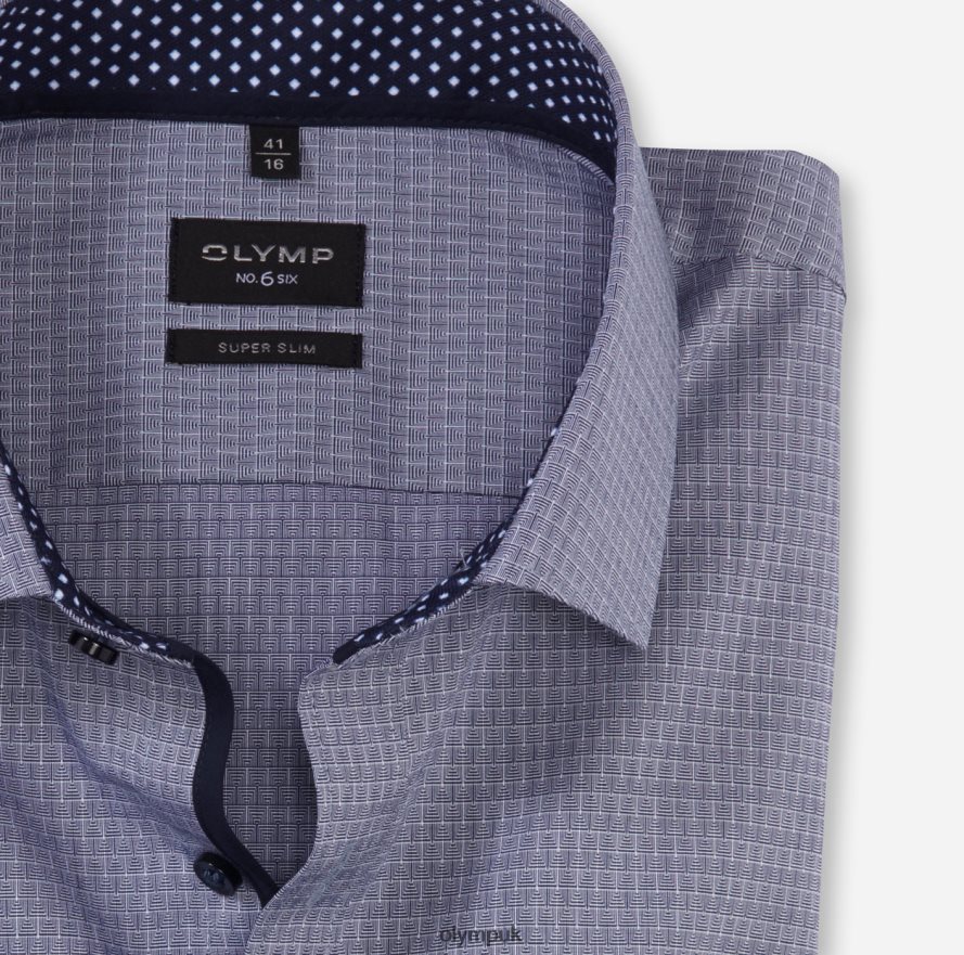Clothing OLYMP No. Six Super Slim, Business Shirt, Modern Kent, Marine NZ22L111