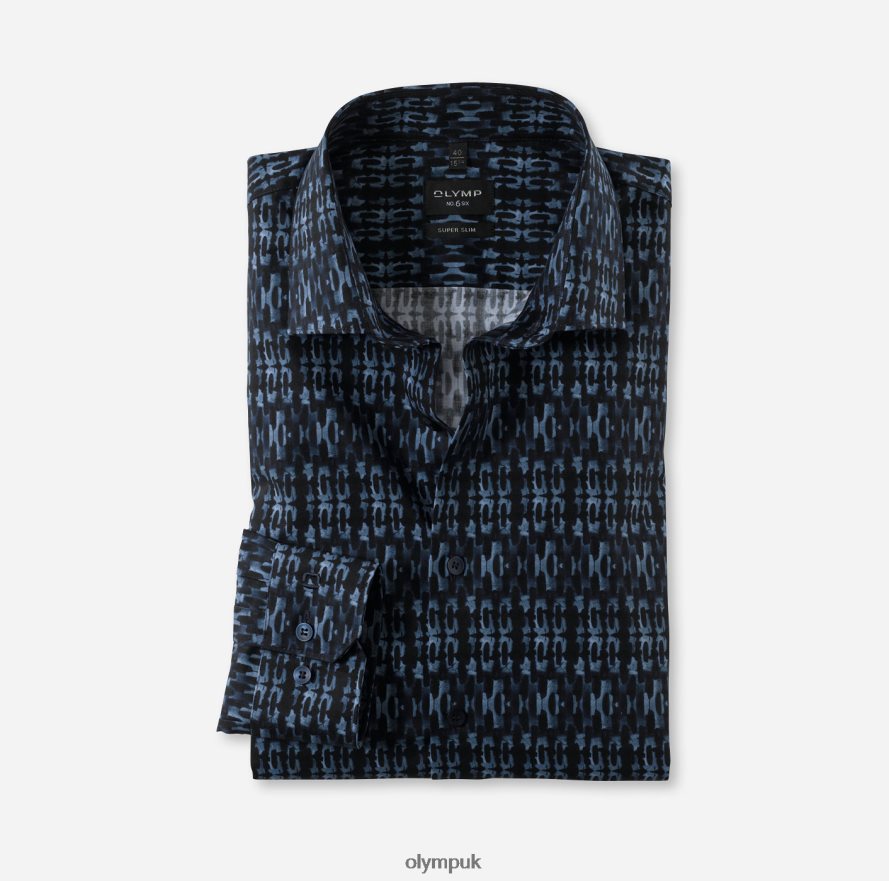 Clothing OLYMP No. Six Super Slim, Business Shirt, Modern Kent, Marine NZ22L18