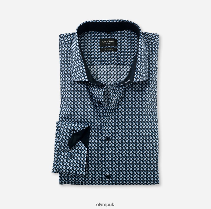 Clothing OLYMP No. Six Super Slim, Business Shirt, Modern Kent, Marine NZ22L183