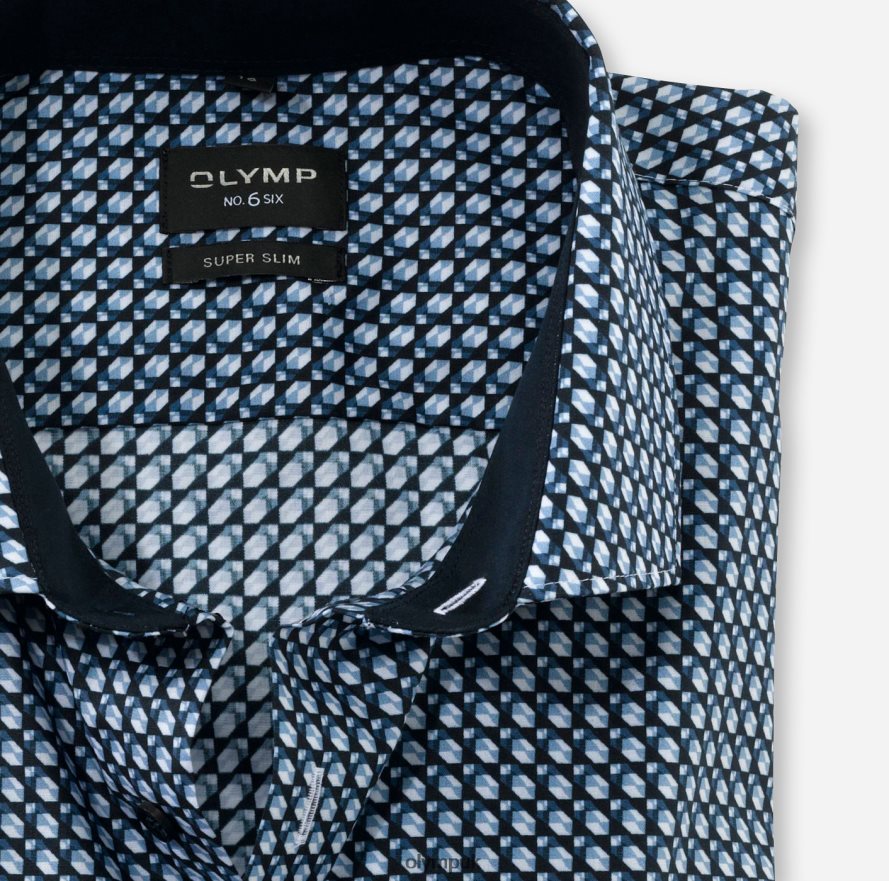 Clothing OLYMP No. Six Super Slim, Business Shirt, Modern Kent, Marine NZ22L183