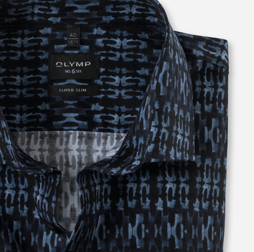 Clothing OLYMP No. Six Super Slim, Business Shirt, Modern Kent, Marine NZ22L18