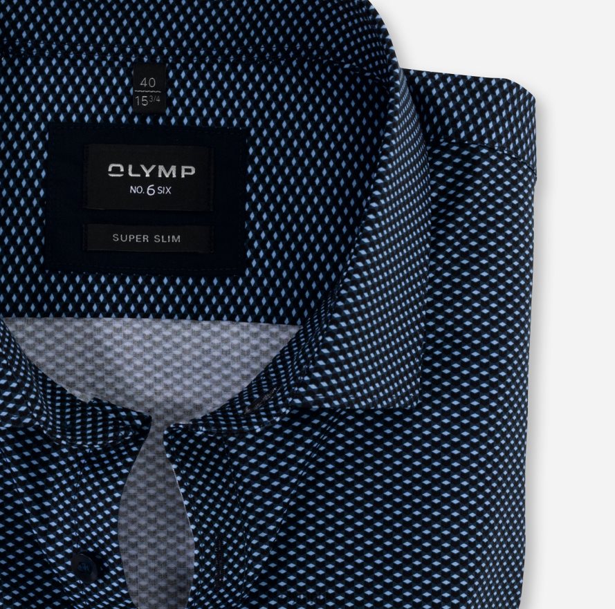 Clothing OLYMP No. Six Super Slim, Business Shirt, Modern Kent, Marine NZ22L250