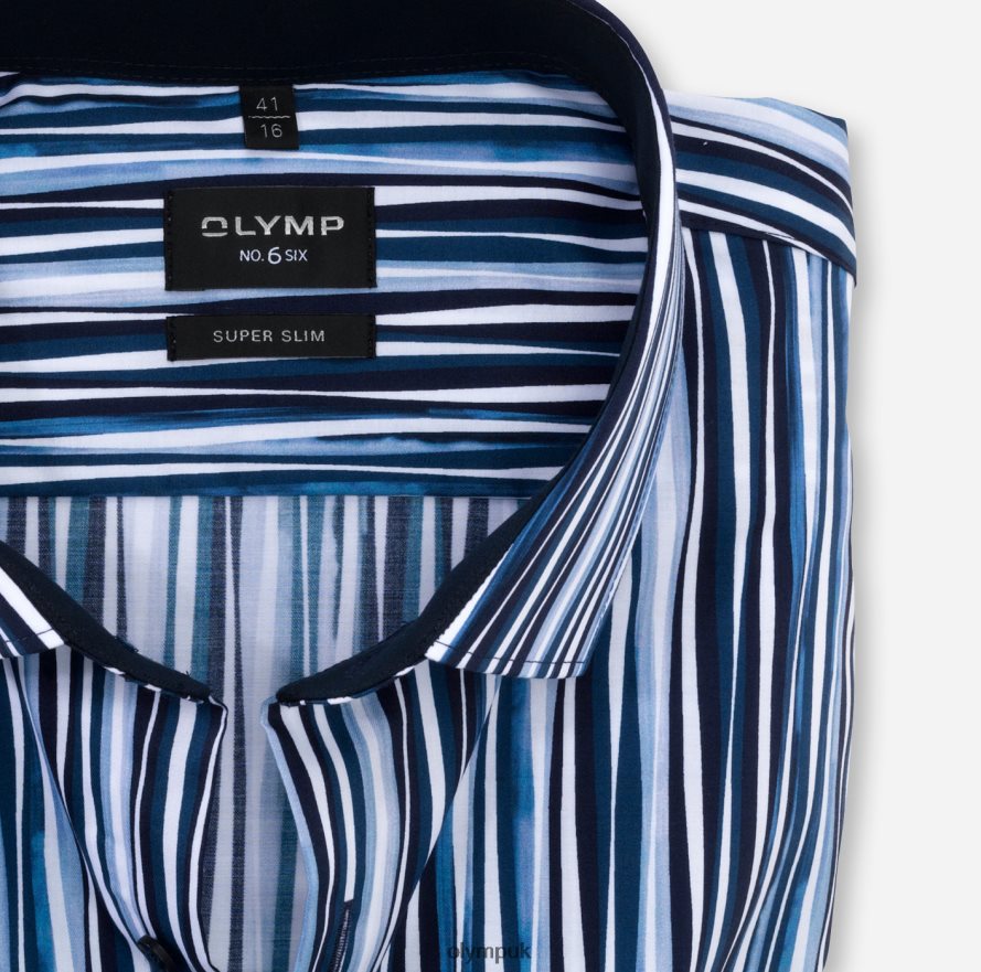 Clothing OLYMP No. Six Super Slim, Business Shirt, Modern Kent, Marine NZ22L251