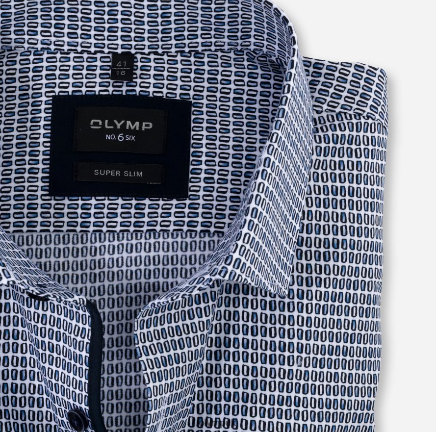 Clothing OLYMP No. Six Super Slim, Business Shirt, Modern Kent, Marine NZ22L256