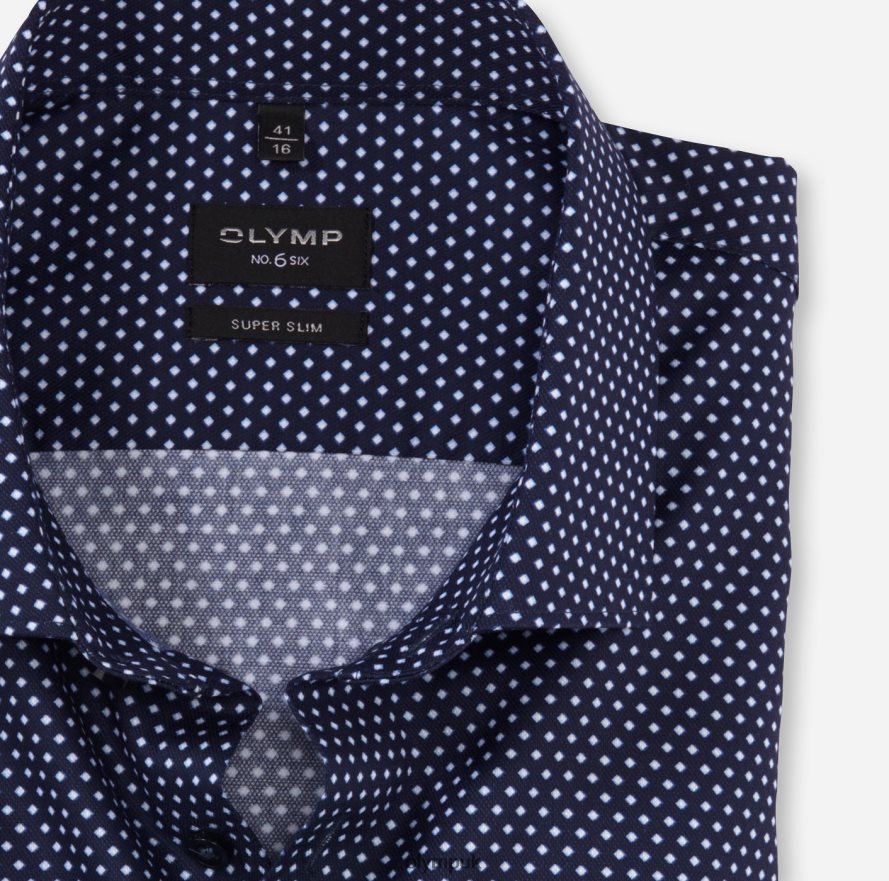 Clothing OLYMP No. Six Super Slim, Business Shirt, Modern Kent, Marine NZ22L56
