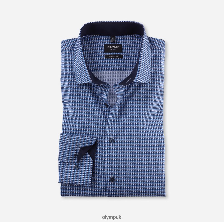 Clothing OLYMP No. Six Super Slim, Business Shirt, Modern Kent, Marine NZ22L60