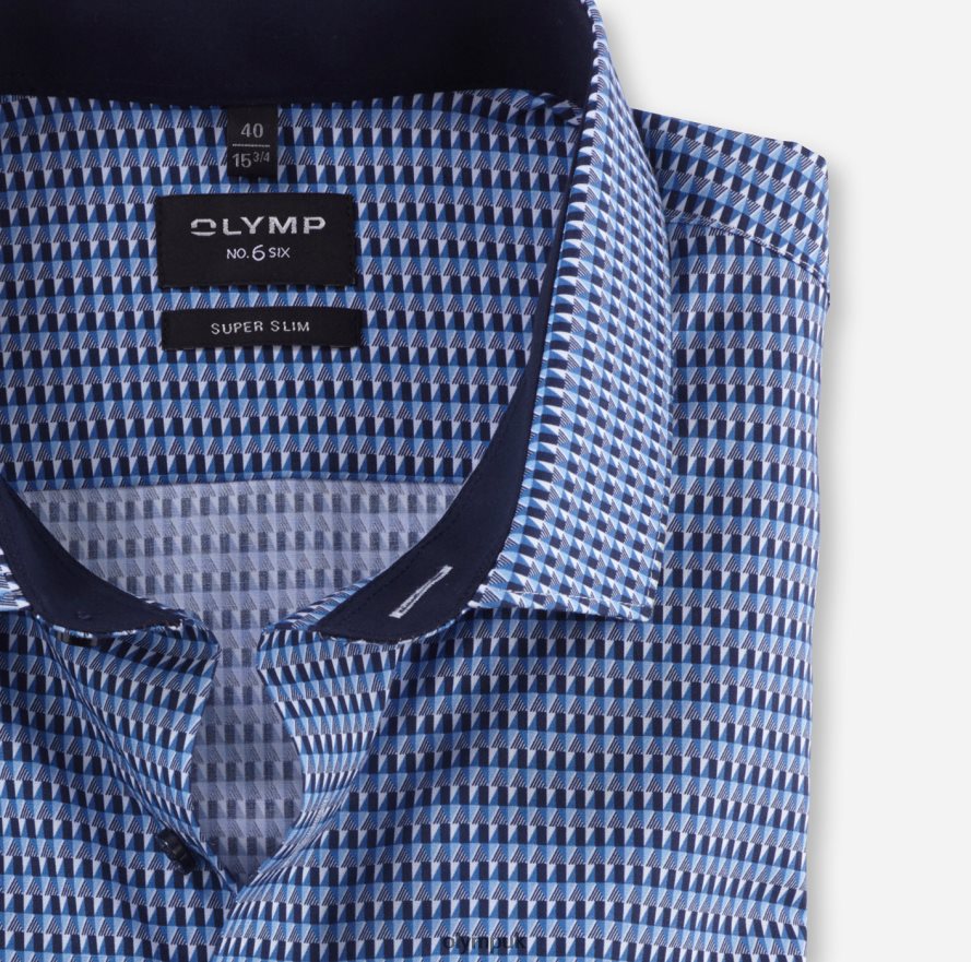 Clothing OLYMP No. Six Super Slim, Business Shirt, Modern Kent, Marine NZ22L60