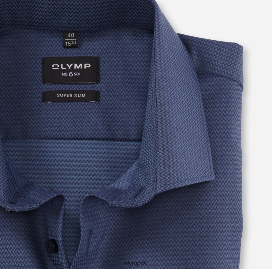 Clothing OLYMP No. Six Super Slim, Business Shirt, Modern Kent, Marine NZ22L70