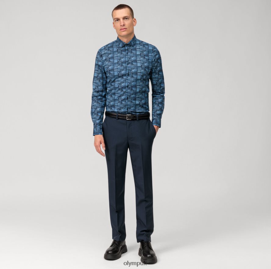 Clothing OLYMP No. Six Super Slim, Business Shirt, Modern Kent, Marine NZ22L82