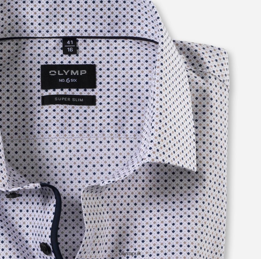 Clothing OLYMP No. Six Super Slim, Business Shirt, Modern Kent, Natural NZ22L172