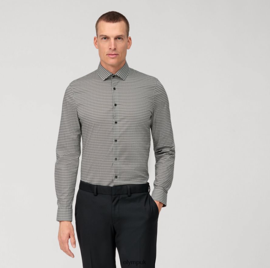 Clothing OLYMP No. Six Super Slim, Business Shirt, Modern Kent, Olive NZ22L113