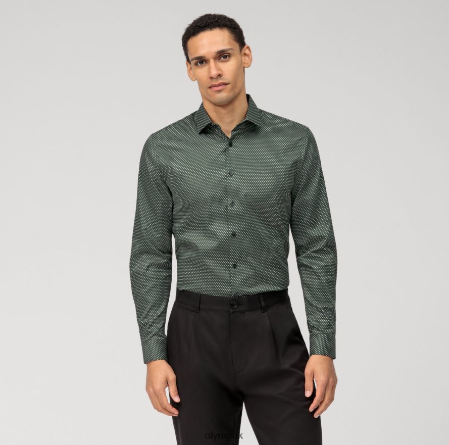 Clothing OLYMP No. Six Super Slim, Business Shirt, Modern Kent, Olive NZ22L51