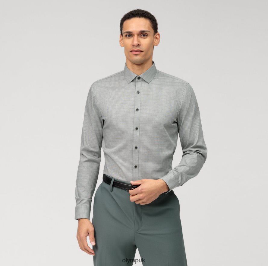 Clothing OLYMP No. Six Super Slim, Business Shirt, Modern Kent, Olive NZ22L63