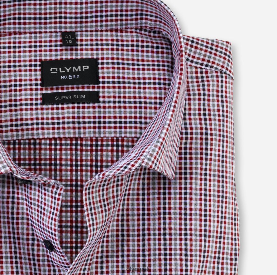 Clothing OLYMP No. Six Super Slim, Business Shirt, Modern Kent, Red NZ22L244