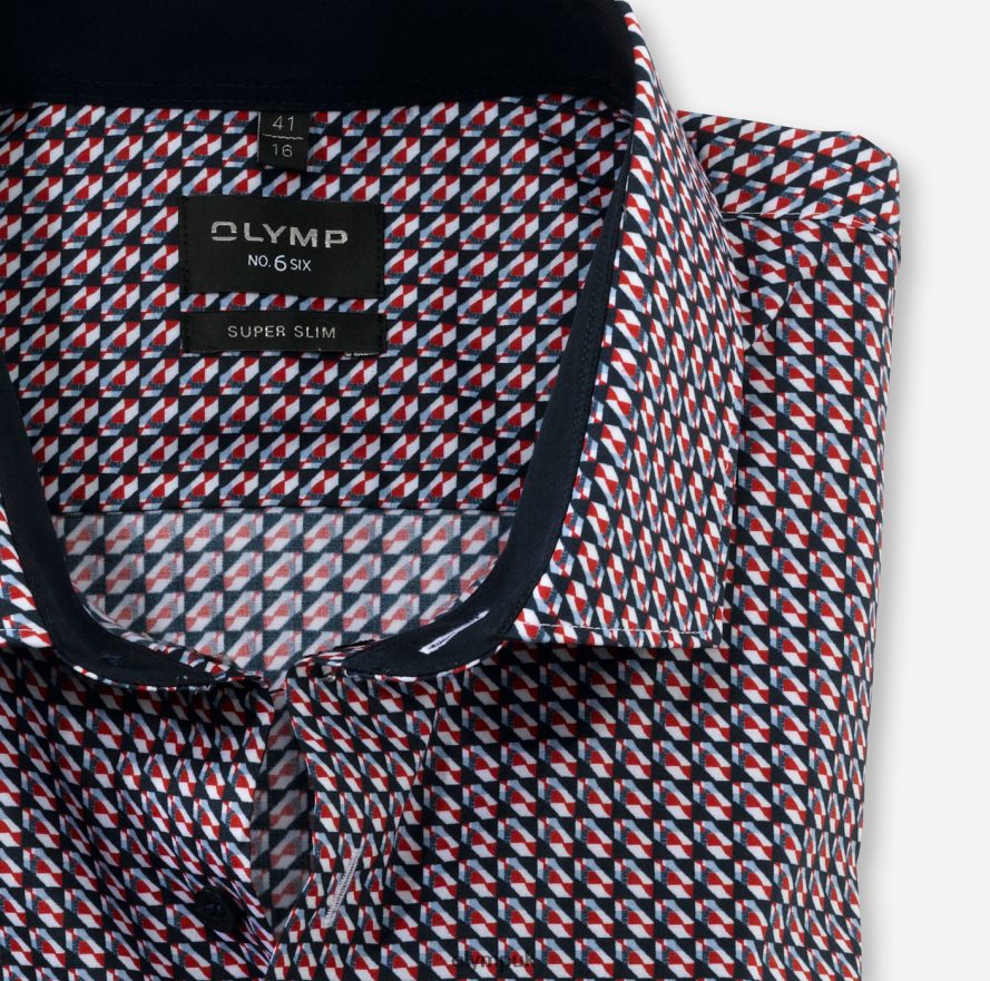Clothing OLYMP No. Six Super Slim, Business Shirt, Modern Kent, Red NZ22L28