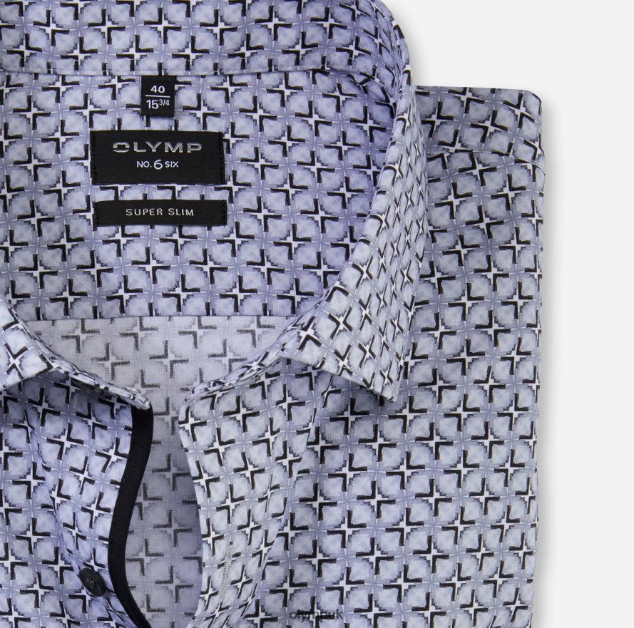 Clothing OLYMP No. Six Super Slim, Business Shirt, Modern Kent, Silver Grey NZ22L30