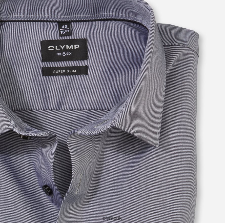 Clothing OLYMP No. Six Super Slim, Business Shirt, Urban Kent, Graphite NZ22L134